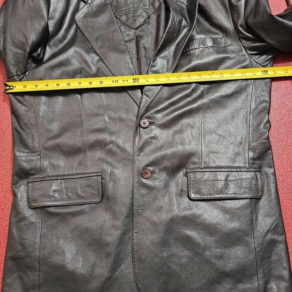 Roundtree & Yorke Black Lambskin Leather Blazer Jacket L Grunge Goth Mob Classic - Picture 11 of 12
